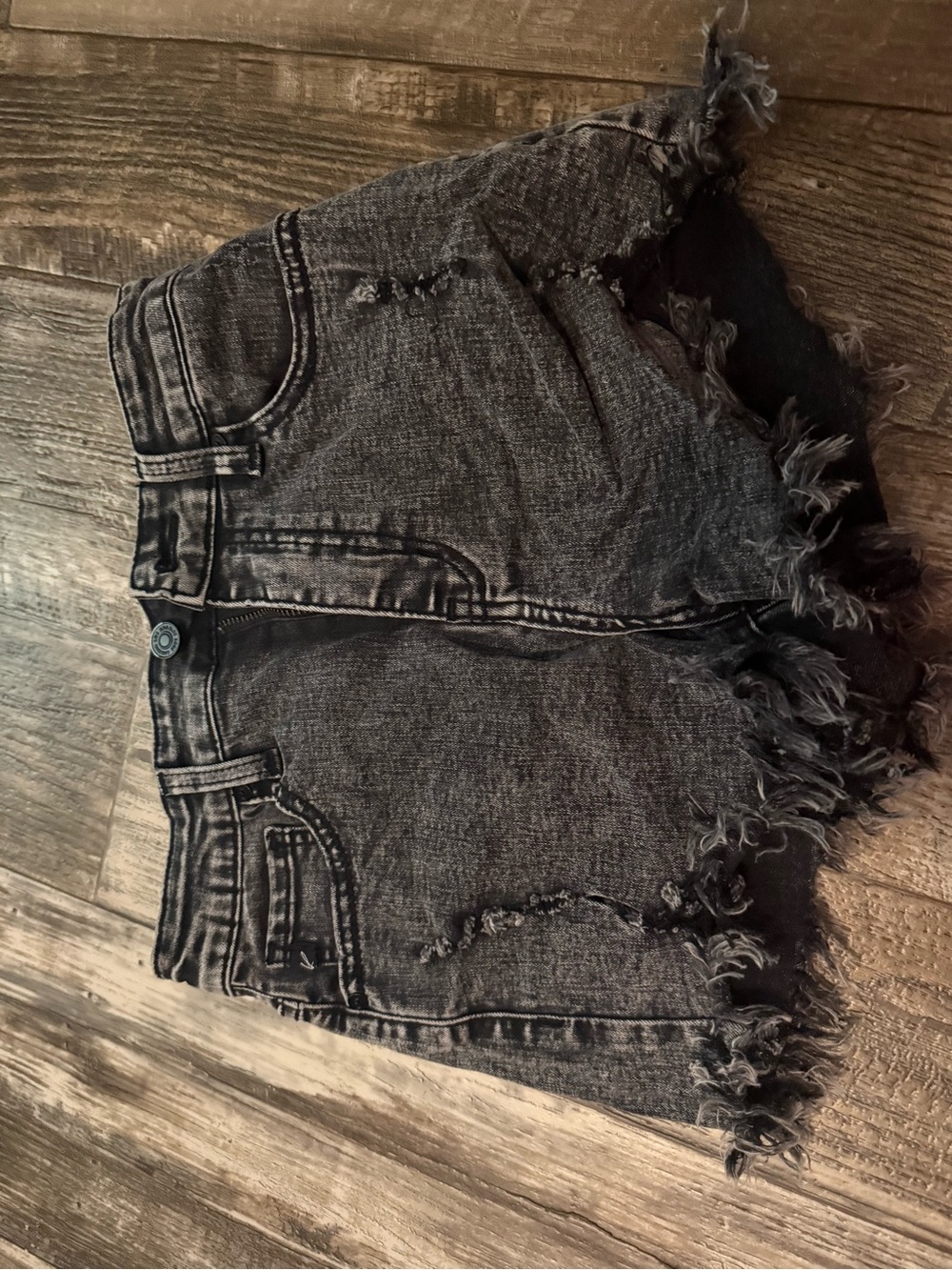 KanCan Black Washed Distressed High-Rise Denim Shorts